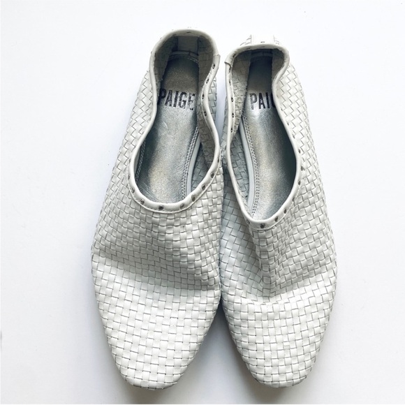 Paige leather weave flats in off-white - Picture 1 of 3